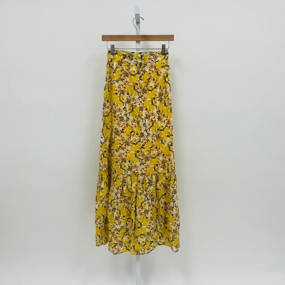 Something Navy Floral Tiered Maxi Skirt